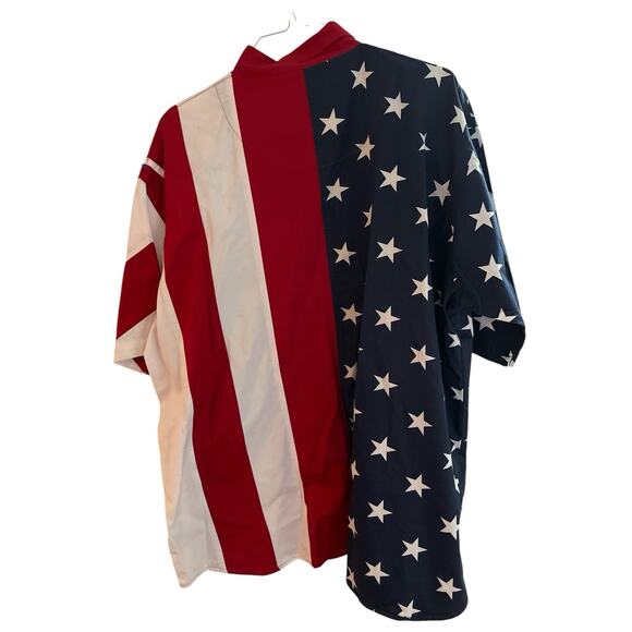 RED HEAD SIZE 2XL RED,WHITE AND BLUE WITH STAR BUTTON DOWN SHIRT - Picture 2 of 2